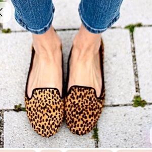 ECCO Perth Cheetah Print Calf Hair Loafers Slip-On Flats Comfort Shoes Size 41